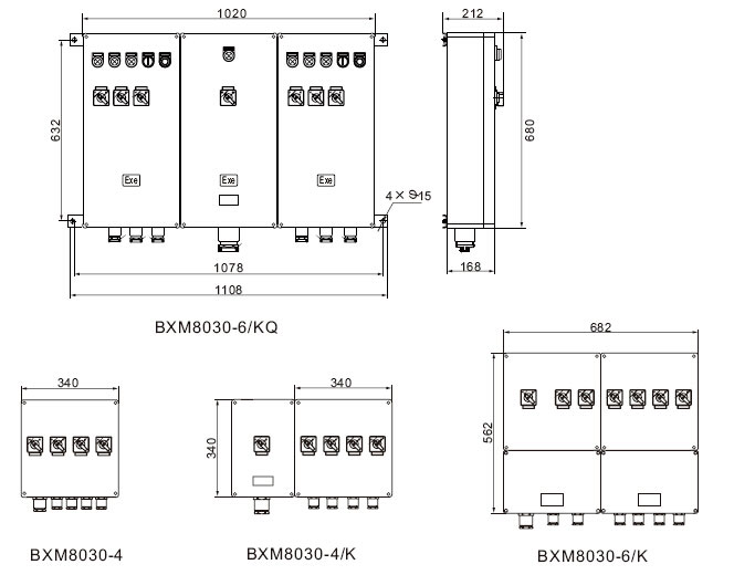 安徽汇民防爆电气有限公司BXM(D)8030系列防爆防腐照明配电箱外形尺寸 安徽汇民防爆电气有限公司BXM(D)8030系列防爆防腐照明配电箱外形尺寸
